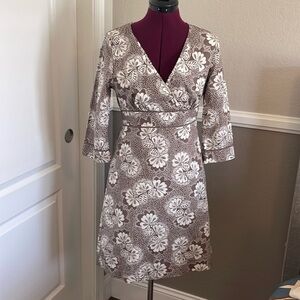 Boden Brown and White Floral Dress Sz 10R